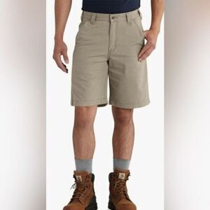 NWT Carhartt Men’s Rugged Flex Relax Fit Canvas Work 10” Short - Tan - Size 38
